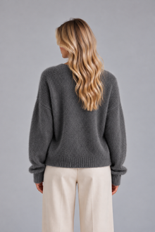 Women’s Fluffy V-Neck Cardigan - Button Up Knit