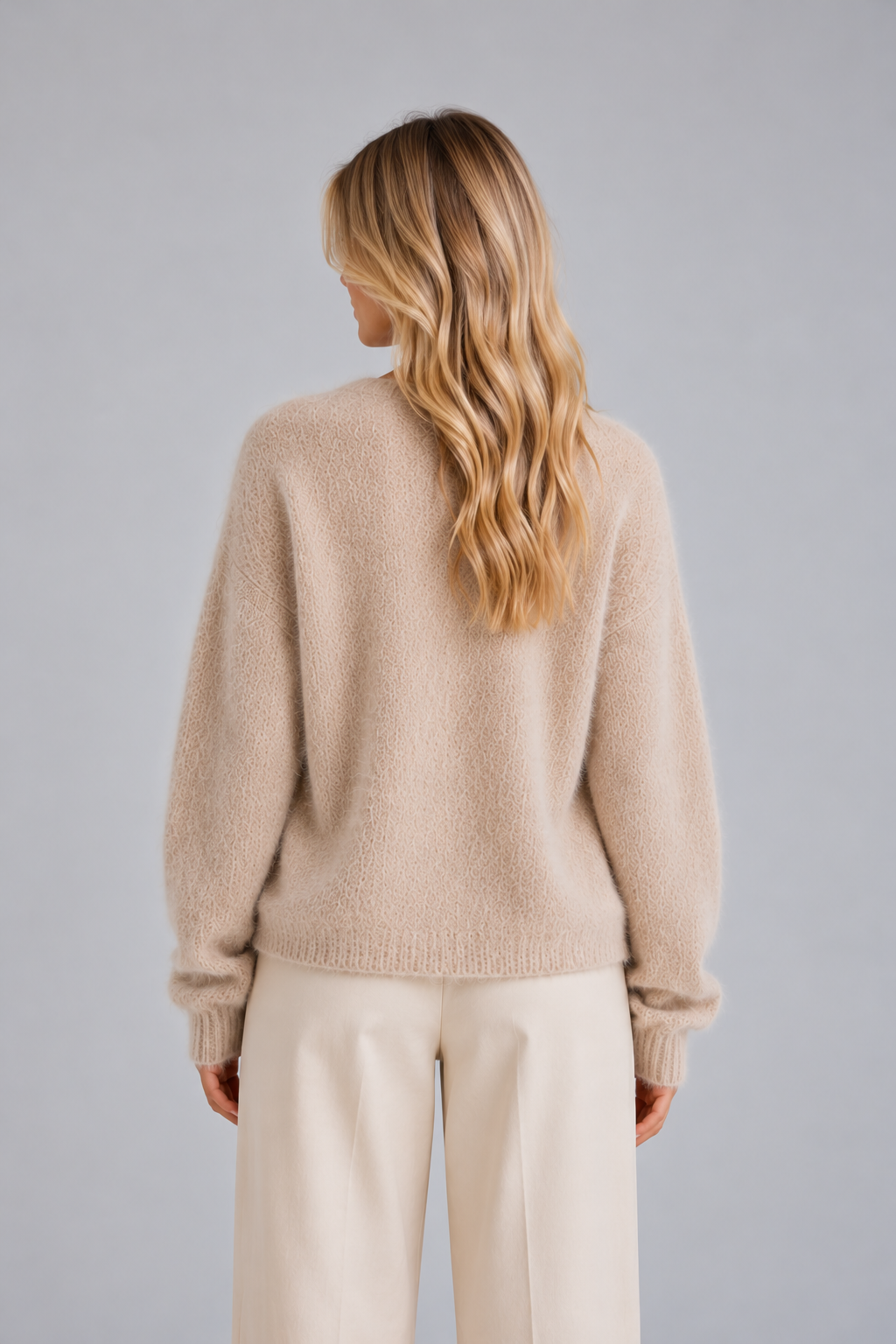 Women’s Fluffy V-Neck Cardigan - Button Up Knit
