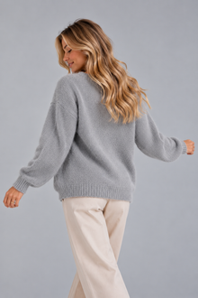 Women’s Fluffy V-Neck Cardigan - Button Up Knit