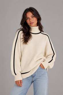 Women's Roll Neck Jumper – Soft Knit Oversized Sweater