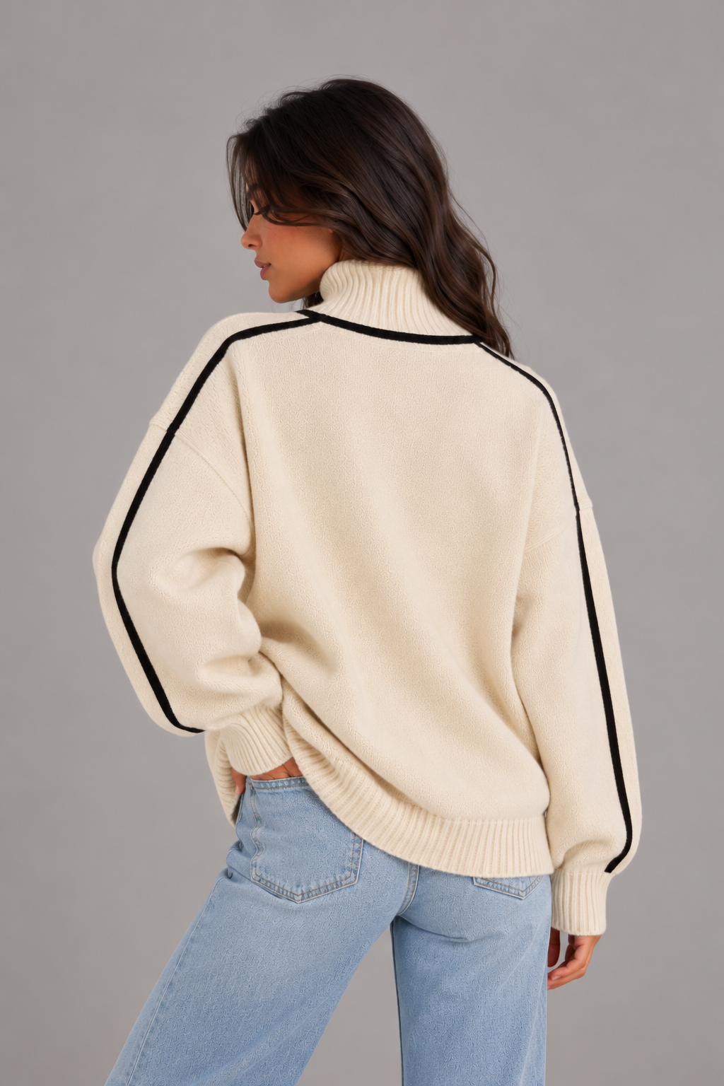 Women's Roll Neck Jumper – Soft Knit Oversized Sweater