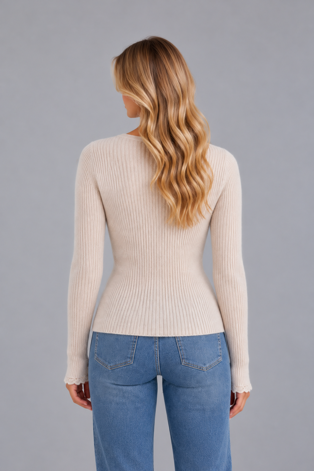 Women’s Ribbed Knit Cardigan – V-Neck Button Up Jumper