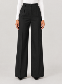 Women's black high-waisted work trousers – front view