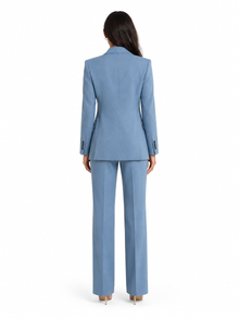 Women’s blue tailored suit set – back view