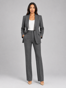 Women’s grey tailored blazer and trouser suit set