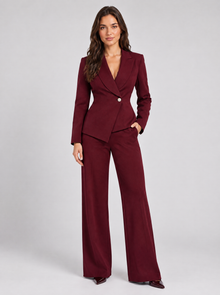 Women’s burgundy tailored two-piece trouser suit
