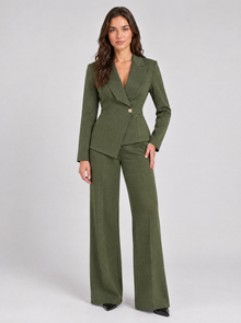 Women’s olive-green tailored two-piece trouser suit