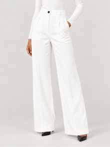 Women's white high-waisted tailored work trousers