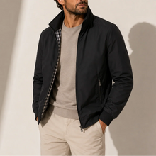 Men's Cotton Bomber Jacket – Check-Lined Stand Collar Zip Jacket